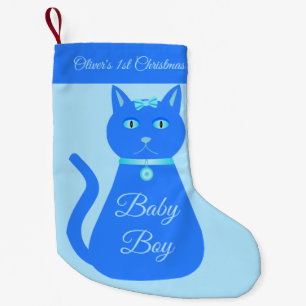 Niedlich Blue Baby Boy Cat Custom First Christmas Kleiner Weihnachtsstrumpf