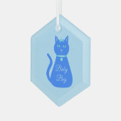 Niedlich Blue Baby Boy Cat Custom First Christmas Ornament Aus Glas (Vorderseite Links)