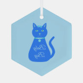 Niedlich Blue Baby Boy Cat Custom First Christmas Ornament Aus Glas (Rückseite)