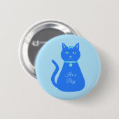 Niedlich Blue Baby Boy Cat Custom Gender Reveal Button (Vorne & Hinten)