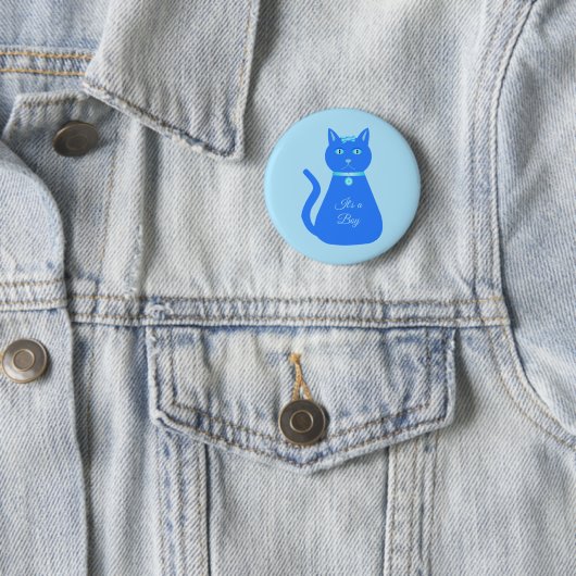Niedlich Blue Baby Boy Cat Custom Gender Reveal Button (Beispiel)