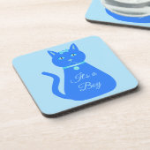 Niedlich Blue Baby Boy Cat Custom Gender Reveal Getränkeuntersetzer (Linke Seite)