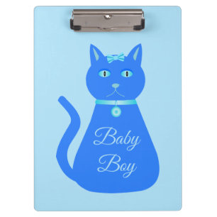 Niedlich Blue Baby Boy Cat Custom Gender Reveal Klemmbrett