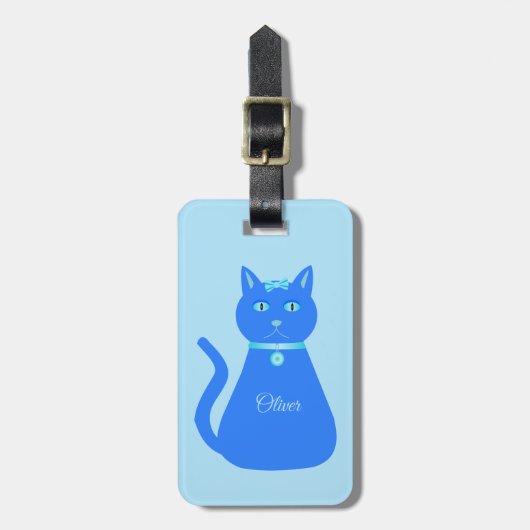 Niedlich Blue Baby Boy Cat Custom Gepäckanhänger (Vorderseite vertikal)