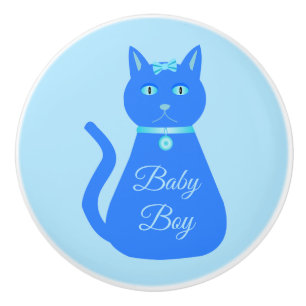 Niedlich Blue Baby Boy Cat Custom Kinderzimmer Keramikknauf