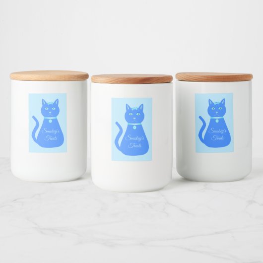 Niedlich Blue Baby Boy Cat Custom Pet Leckerei Jar Lebensmitteletikett (Flaschen)