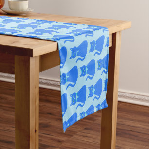 Niedlich Blue Baby Boy Cat Gemustert Baby Dusche Kurzer Tischläufer
