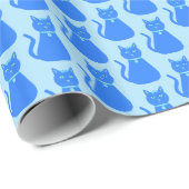 Niedlich Blue Baby Boy Cat Gemustert Geschenkpapier (Rolleneckpunkt)