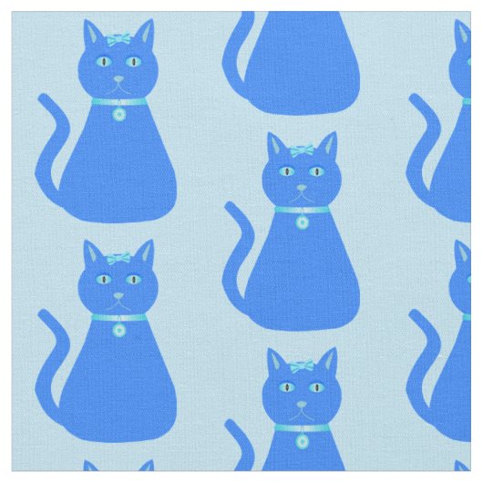 Niedlich Blue Baby Boy Cat Gemustert Stoff (Nahaufnahme)