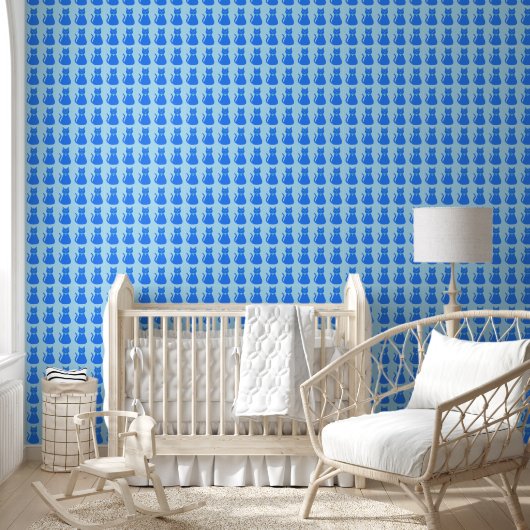 Niedlich Blue Baby Boy Cat Gemustert Tapete (Kinder)