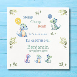 Niedlich Blue Baby Boy Dinosaur 1. Geburtstag Part Serviette