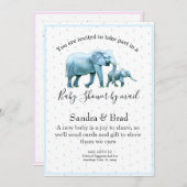 Niedlich Blue Baby Boy Elephants Babydusche Einladung (Vorne/Hinten)