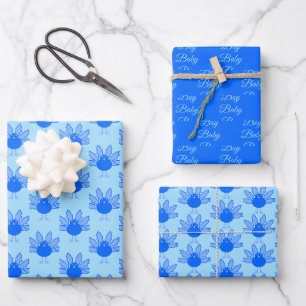 Niedlich Blue Baby Boy Erntedank Türkei Gemustert Geschenkpapier Set
