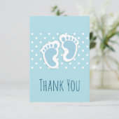 Niedlich Blue Baby Boy Feet Vielen Dank Dankeskarte (Stehend Vorderseite)