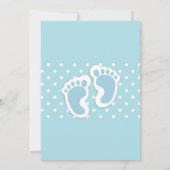 Niedlich Blue Baby Boy Footprints Baby Dusche Einladung (Rückseite)