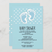 Niedlich Blue Baby Boy Footprints Baby Dusche Einladung (Vorne/Hinten)