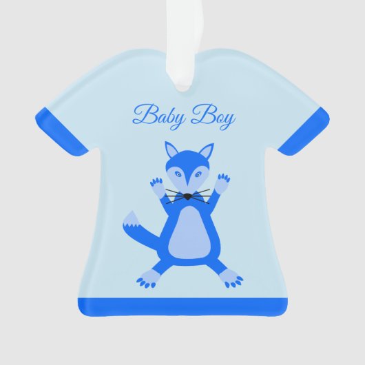 Niedlich Blue Baby Boy Fox Custom Ornament (Vorderseite)