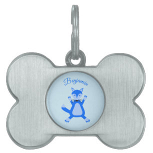 Niedlich Blue Baby Boy Fox Custom Pet Name Tiermarke
