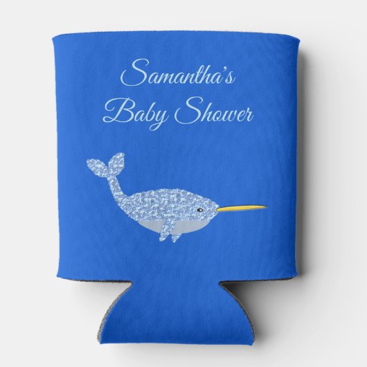 Niedlich Blue Baby Boy Narwhal Baby Dusche kundens Dosenkühler (Rückseite)