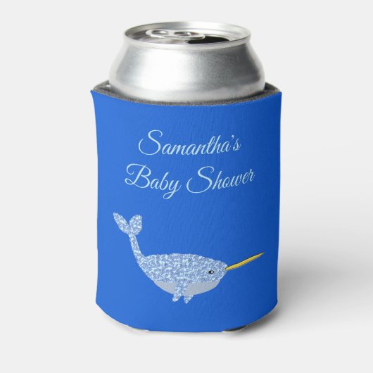 Niedlich Blue Baby Boy Narwhal Baby Dusche kundens Dosenkühler (Kanne Rückseite)