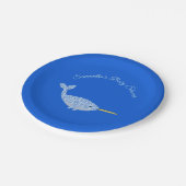 Niedlich Blue Baby Boy Narwhal Baby Dusche kundens Pappteller (Schrägansicht)