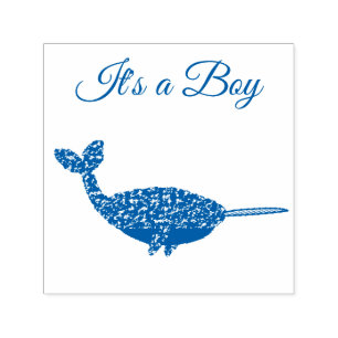 Niedlich Blue Baby Boy Narwhal Baby Dusche kundens Permastempel