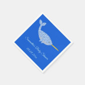 Niedlich Blue Baby Boy Narwhal Baby Dusche kundens Serviette (Ecke)