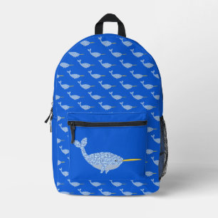 Niedlich Blue Baby Boy Narwhal Bedruckter Rucksack