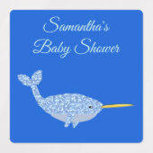 Niedlich Blue Baby Boy Narwhal Custom Baby Dusche Etiketten (Design 1)