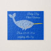 Niedlich Blue Baby Boy Narwhal Custom New Baby Puzzle (Horizontal)