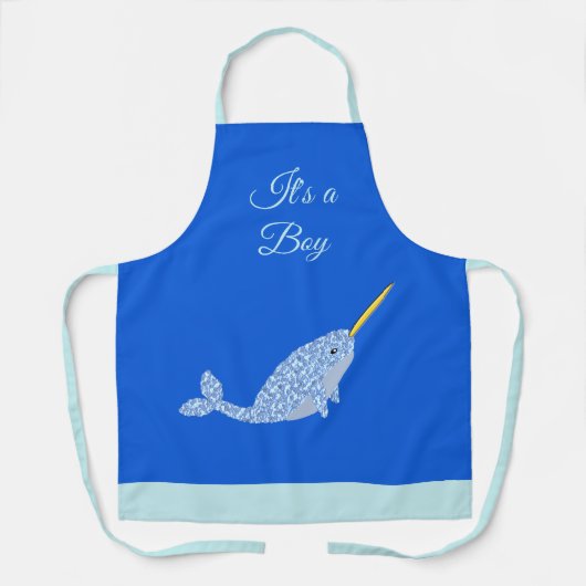 Niedlich Blue Baby Boy Narwhal Custom Schürze (Vorderseite)