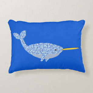 Niedlich Blue Baby Boy Narwhal doppelseitig Dekokissen