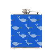 Niedlich Blue Baby Boy Narwhal Gemustert Flachmann (Rückseite)