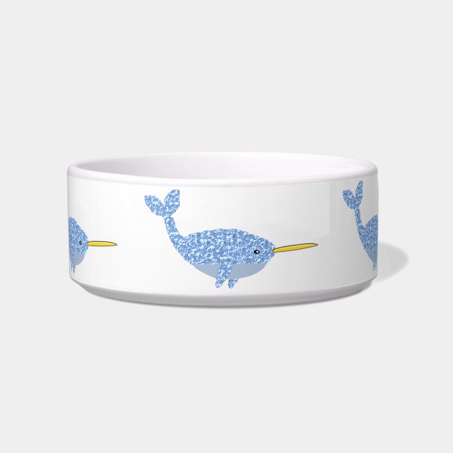 Niedlich Blue Baby Boy Narwhal Gemustert Napf (Vorderseite)