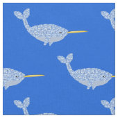 Niedlich Blue Baby Boy Narwhal Gemustert Stoff (Nahaufnahme)