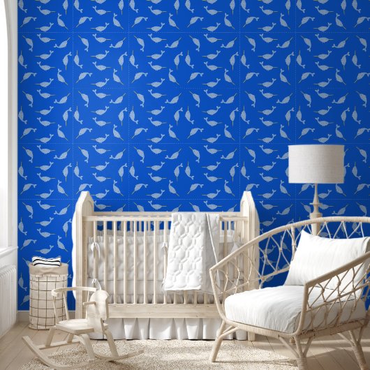Niedlich Blue Baby Boy Narwhal Gemustert Tapete (Kinder)