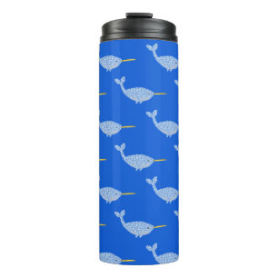 Niedlich Blue Baby Boy Narwhal Gemustert Thermosbecher