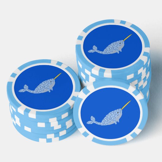 Niedlich Blue Baby Boy Narwhal Pokerchips (Stapel)
