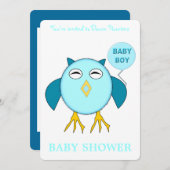 Niedlich Blue Baby Boy Owl Custom Baby Dusche Einladung (Vorne/Hinten)