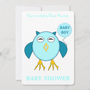Niedlich Blue Baby Boy Owl Custom Baby Dusche Einladung