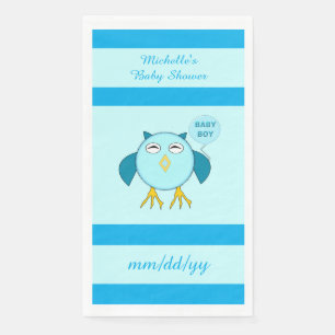 Niedlich Blue Baby Boy Owl Custom Baby Dusche Serviette
