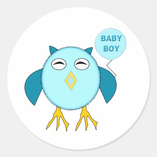 Niedlich Blue Baby Boy Owl Stickers (Vorderseite)