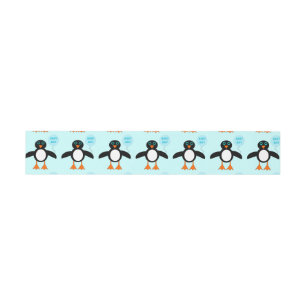 Niedlich Blue Baby Boy Penguin Einladung Bauchband Einladungsbanderole
