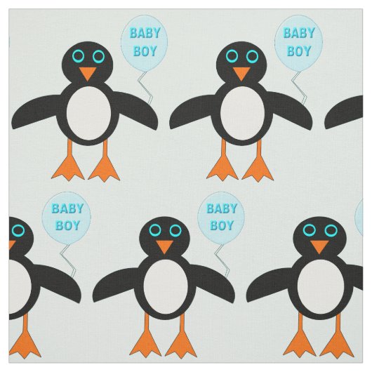 Niedlich Blue Baby Boy Penguin Gemustertes Gewebe Stoff (Muster)