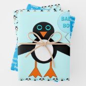 Niedlich Blue Baby Boy Penguin Geschenkpapier Set (Beispiel)