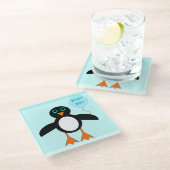Niedlich Blue Baby Boy Penguin Glasuntersetzer (Schrägansicht)