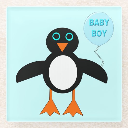 Niedlich Blue Baby Boy Penguin Glasuntersetzer (Vorderseite)