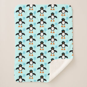 Niedlich Blue Baby Boy Penguin Sherpa Blanket Sherpadecke