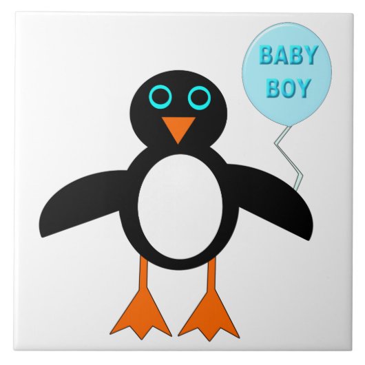 Niedlich Blue Baby Boy Penguin Tile Fliese (Vorderseite)
