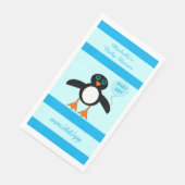 Niedlich Blue Baby Boy Pinguin Custom Baby Dusche Serviette (Ecke)